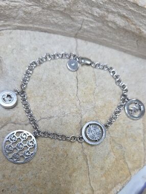 Authentic Michael Kors Charm Chain Bracelet - Silver Tone Women’s Jewelry